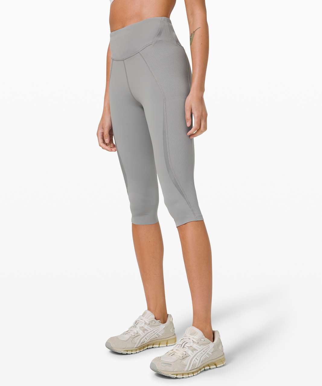 Lululemon Gloss Trim Run Super High-Rise Crop 17" - Rhino Grey