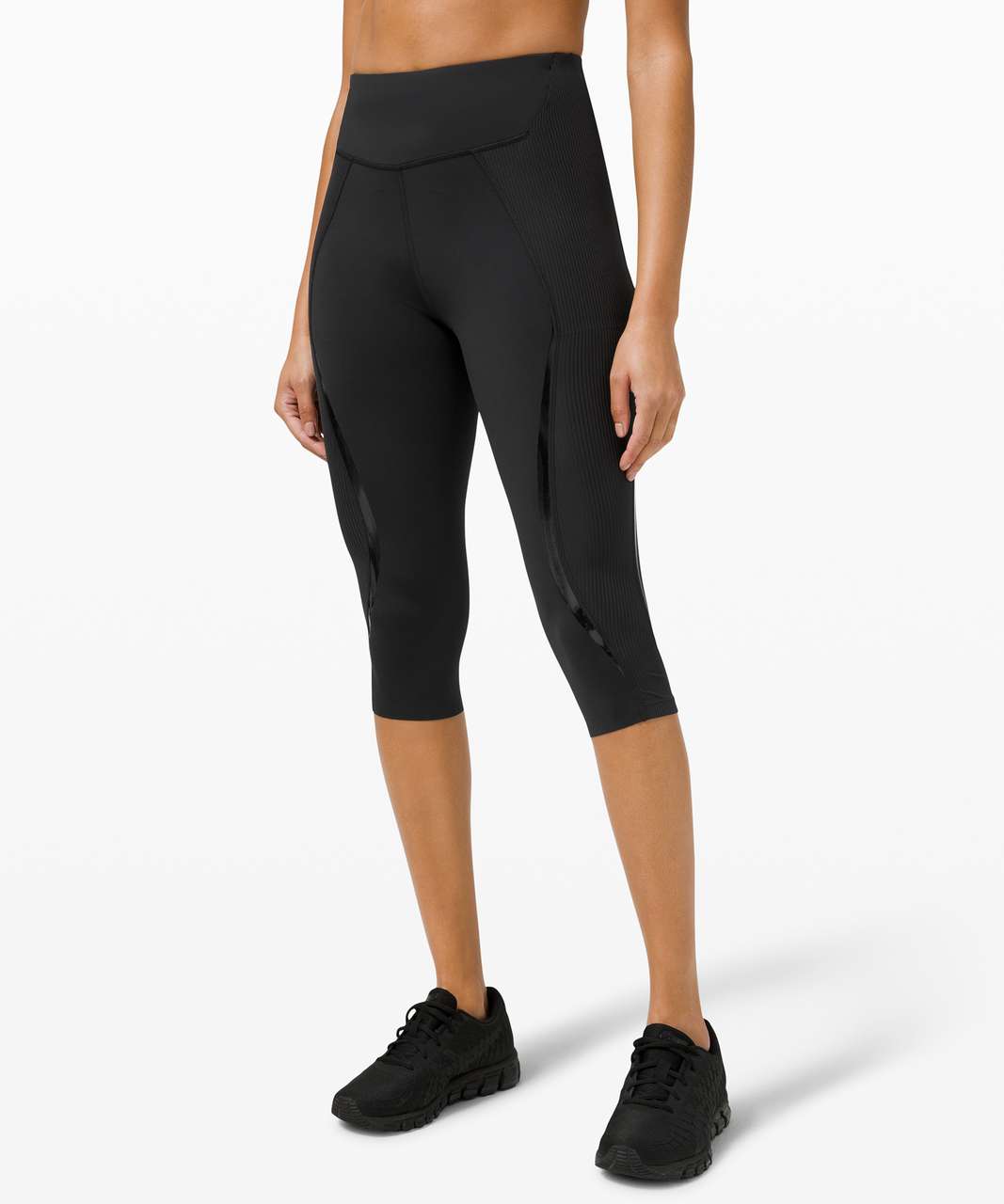 Lululemon Gloss Trim Run Super High-Rise Crop 17 - Black - lulu fanatics