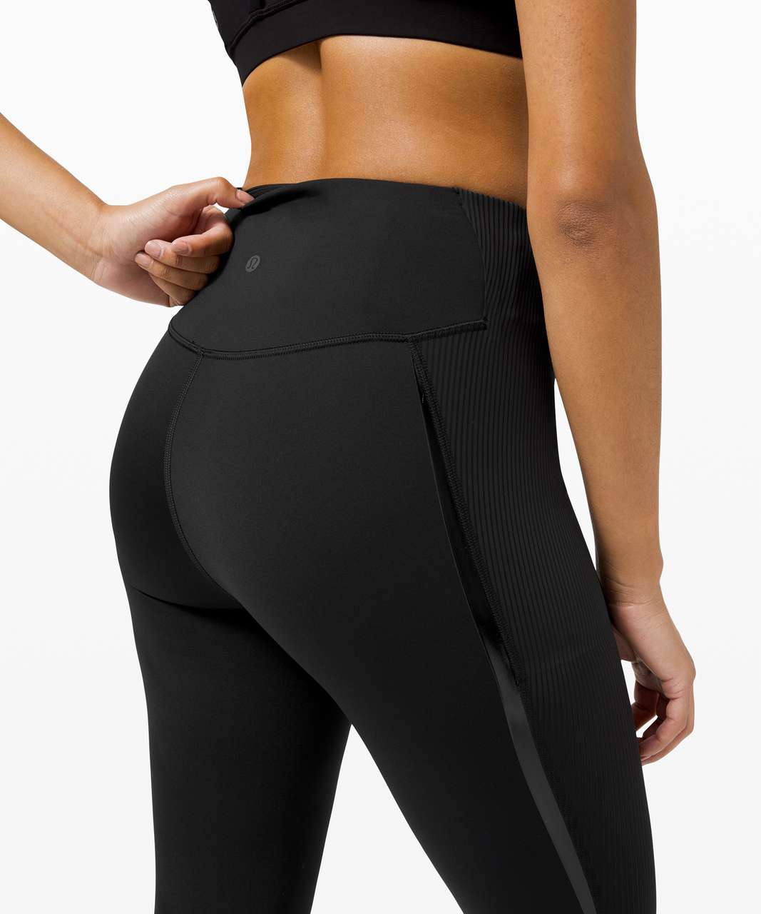 Lululemon Gloss Trim Run Super High-Rise Crop 17 - Black - lulu fanatics