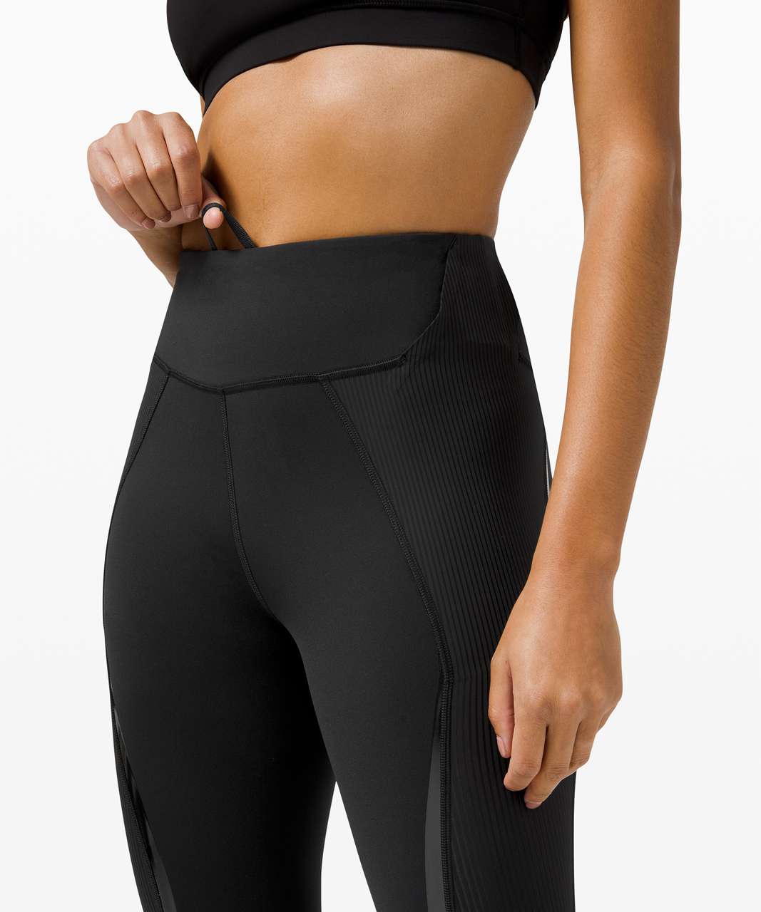 Lululemon Gloss Trim Run Super High-Rise Crop 17 - Black - lulu fanatics