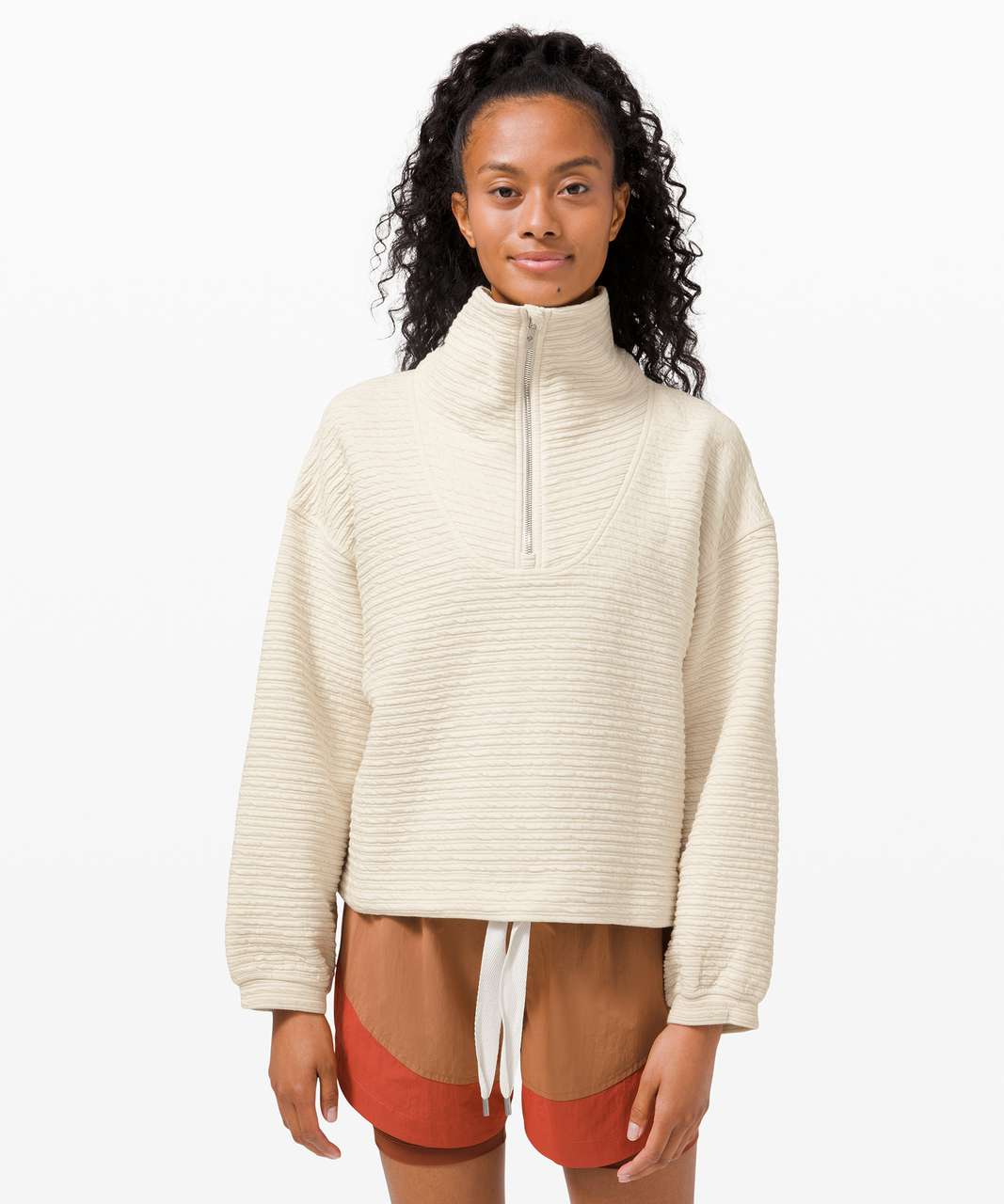 Lululemon Cinchable Fleece Zip-Up - White Opal - lulu fanatics