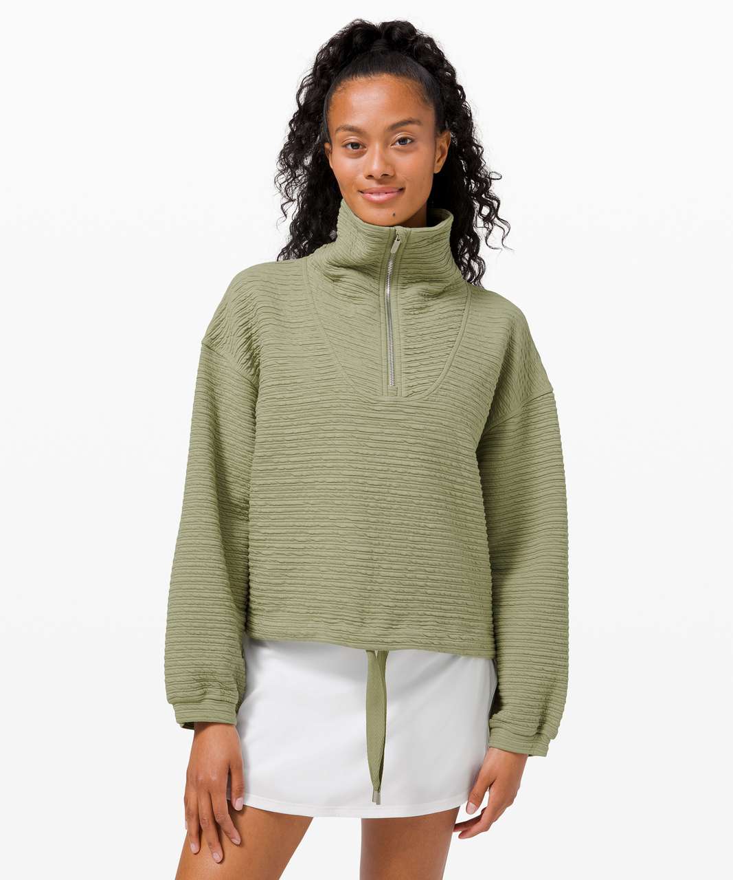 Lululemon Textured 1/2 Zip Pullover - Rosemary Green - lulu fanatics