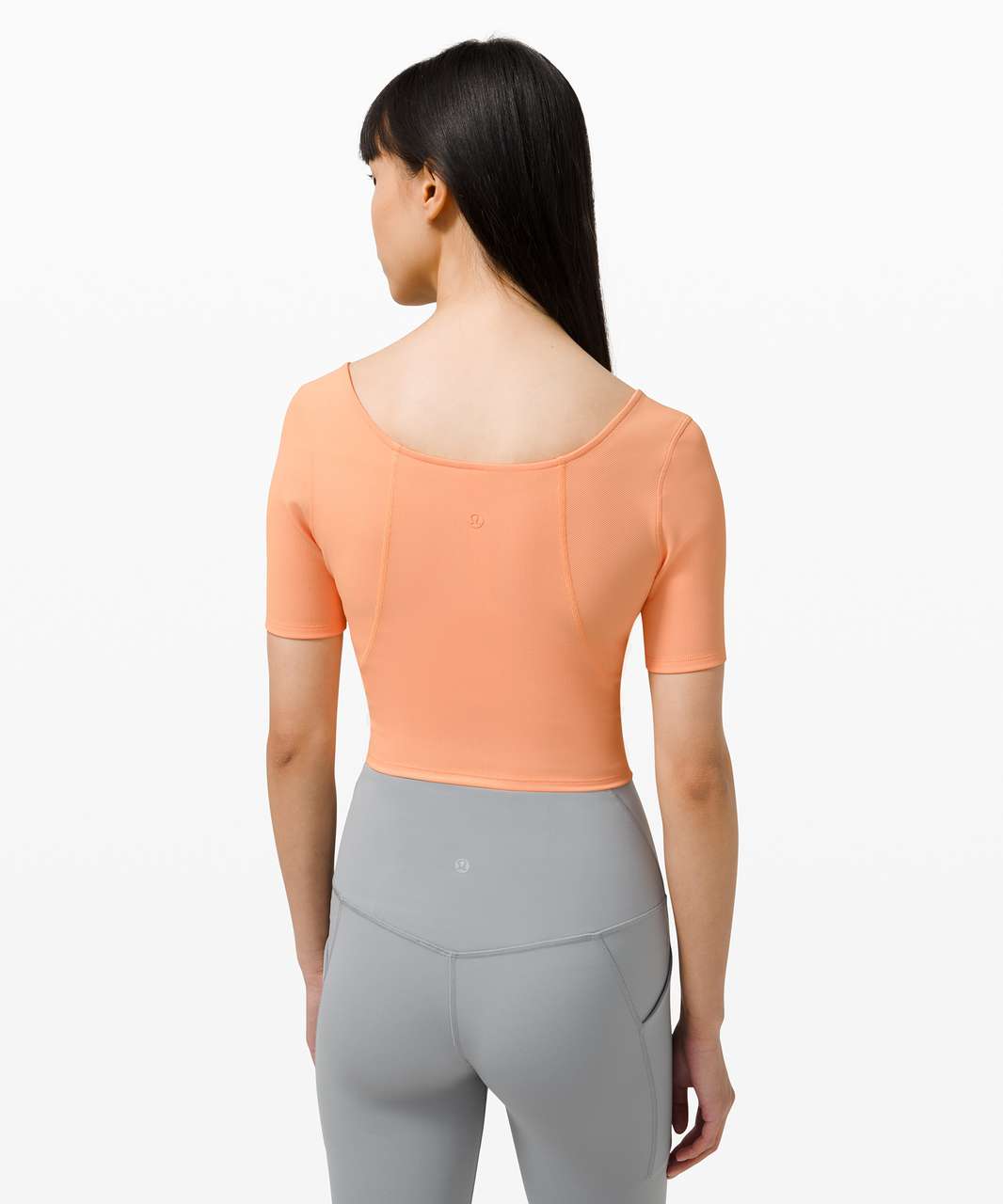 Lululemon Ribbed Contoured V-Neck Yoga Short Sleeve - Malibu Peach