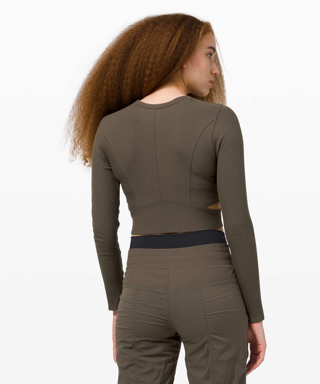 Lululemon LA Cut-Out-Waist Crop Long Sleeve - Dark Olive - lulu