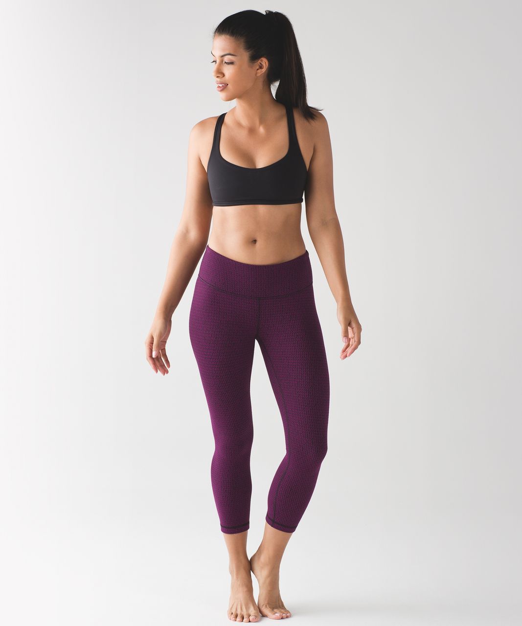 Lululemon Wunder Under Crop *Reversible - Black / Deep Coal - lulu fanatics