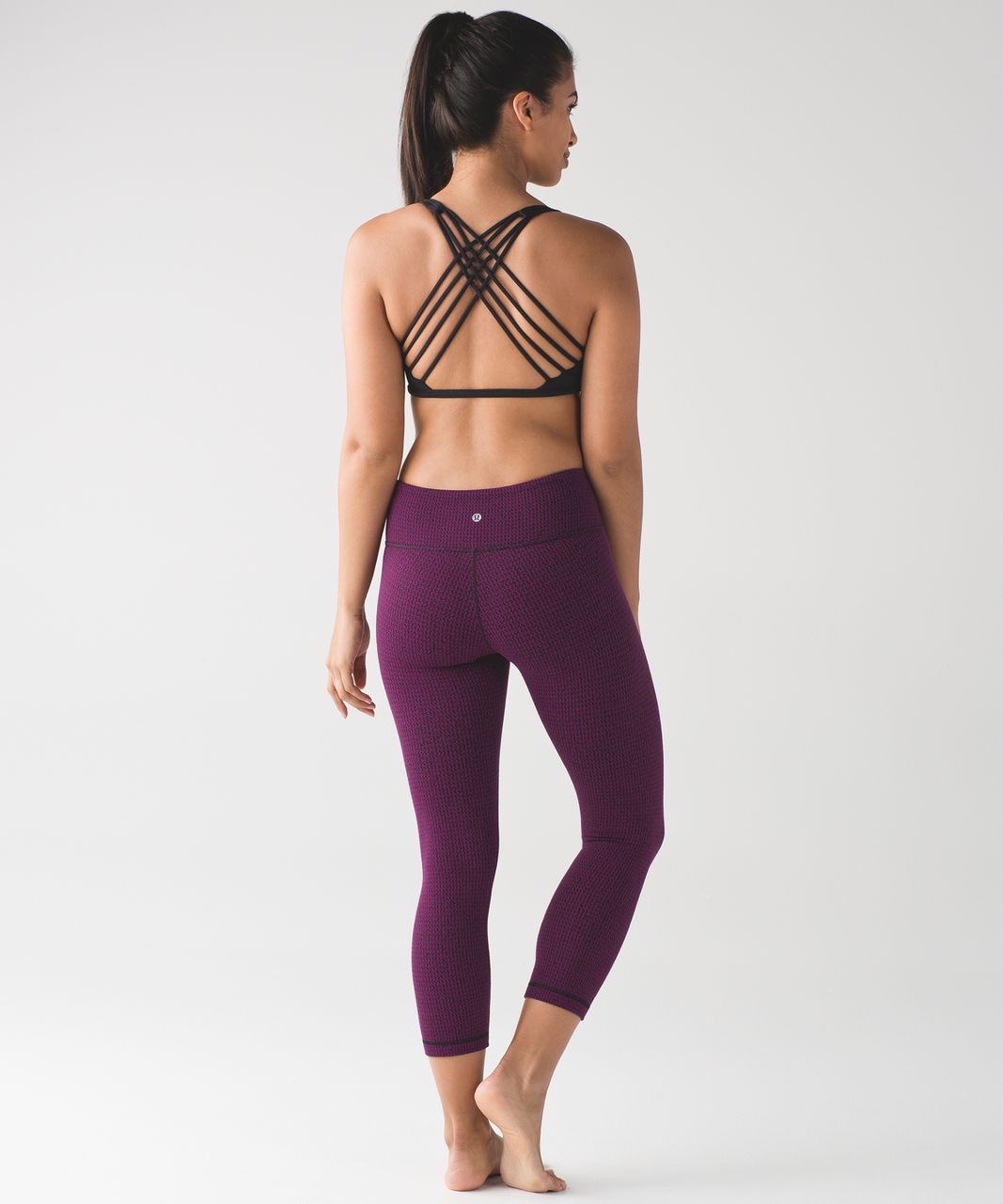 Lululemon Wunder Under Crop III - Teeny Tooth Deep Fuchsia Black