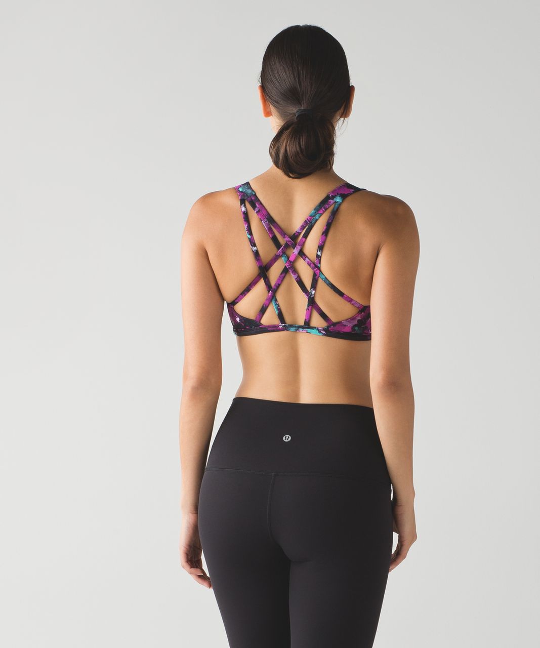 Lululemon Free To Be Tranquil Bra - Mini Midnight Bloom Black Deep Fuschia