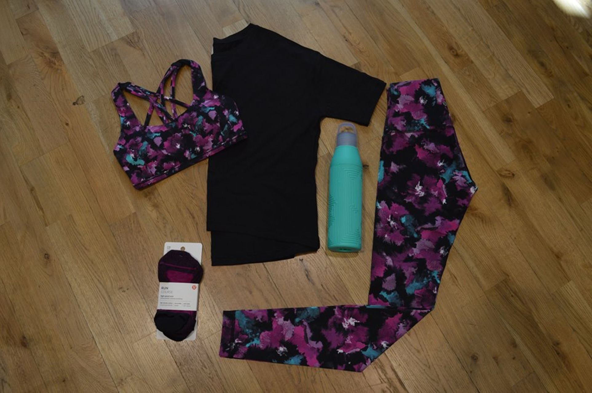 Lululemon Free To Be Tranquil Bra - Mini Midnight Bloom Black Deep Fuschia