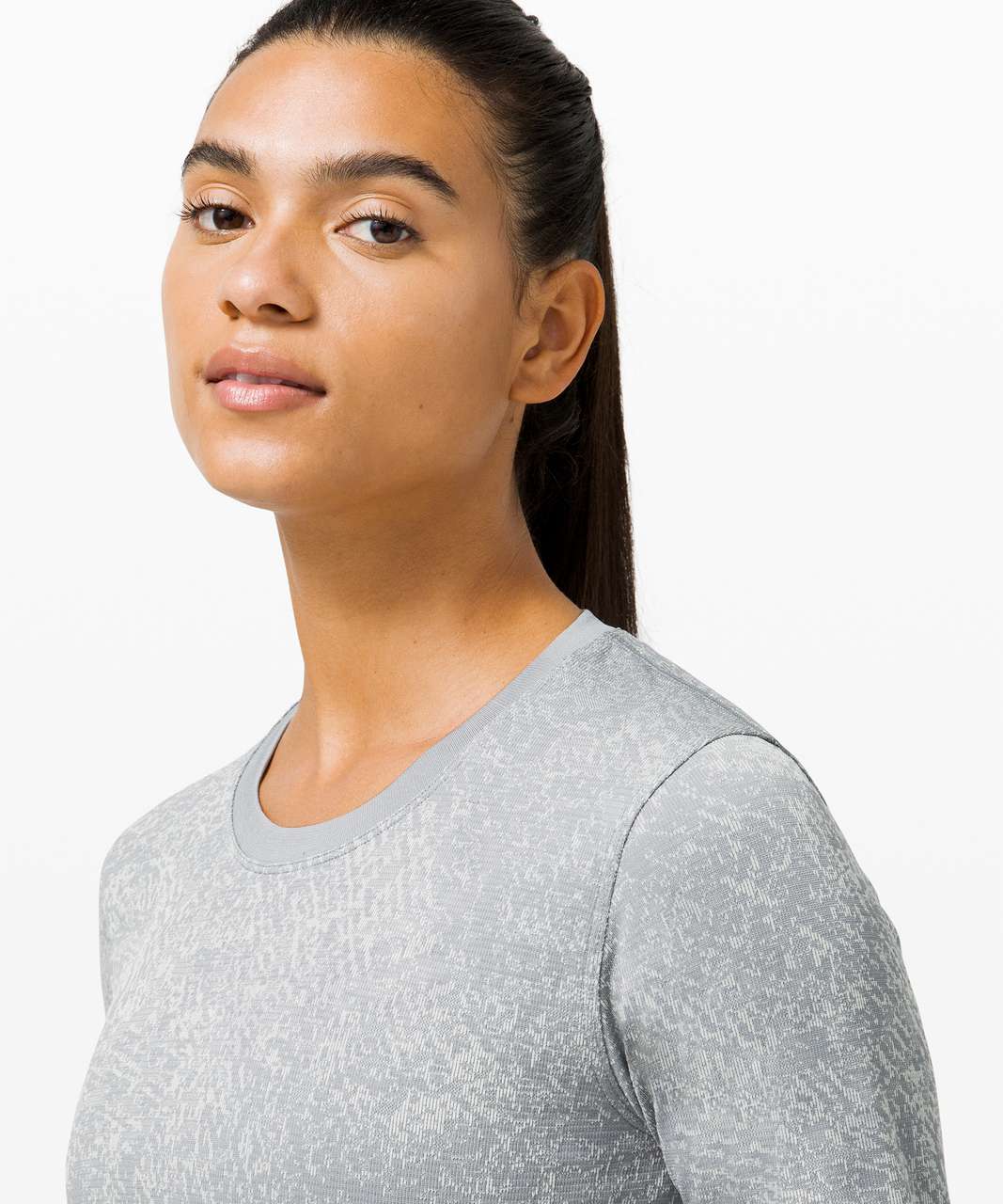 Lululemon Swiftly Breathe Long Sleeve - Floral Fauna Rhino Grey / Vapor