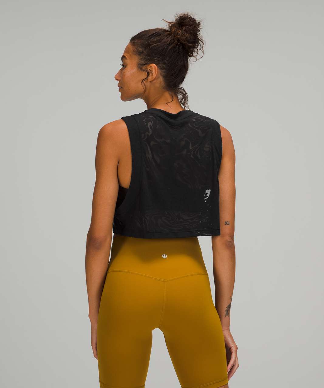 Lululemon Cropped Training Tank Top - Black Granite - lulu fanatics