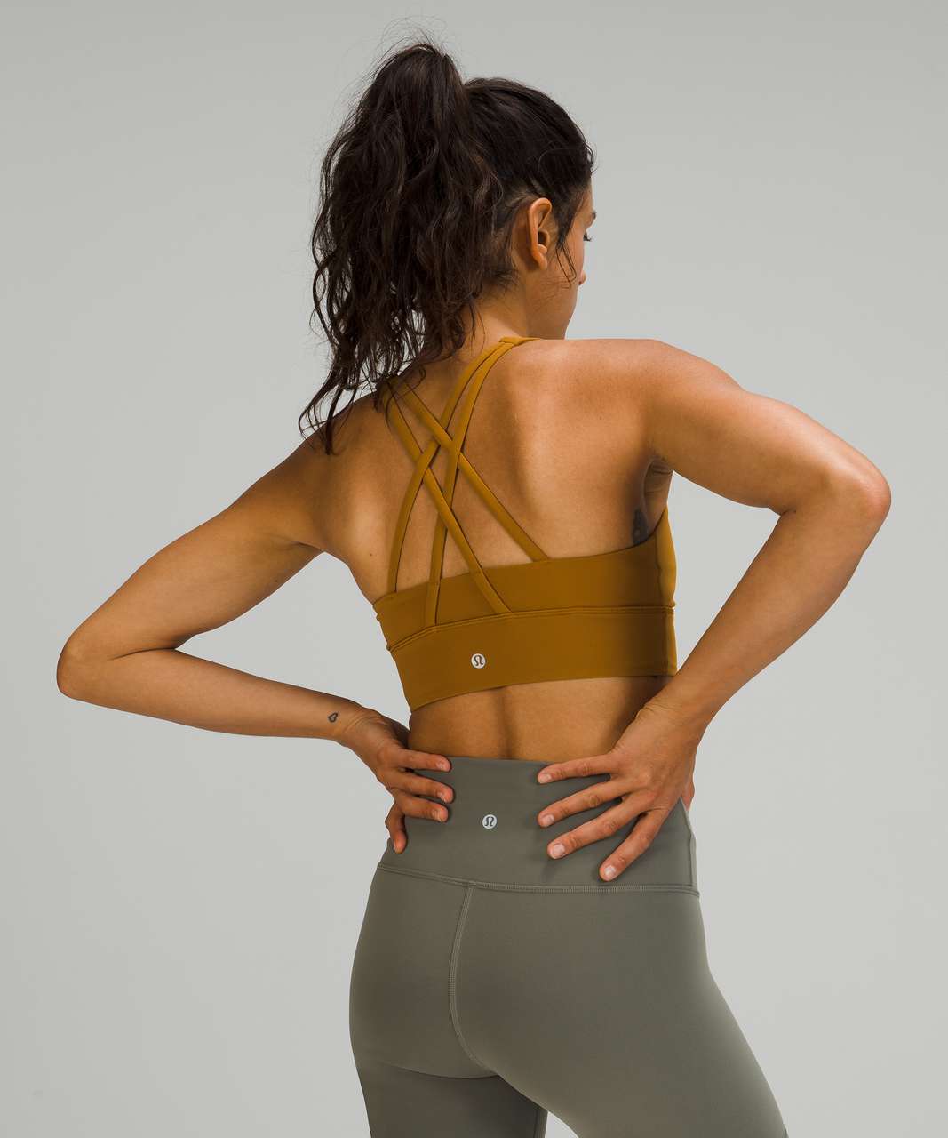 Lululemon Energy Bra High Neck Long Line *Tough - Gold Spice