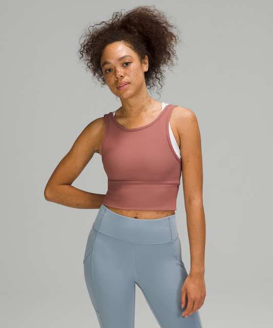 Lululemon Power Pivot Cropped Tank Top *Rib Sonic Pink Tight Fit High Neck