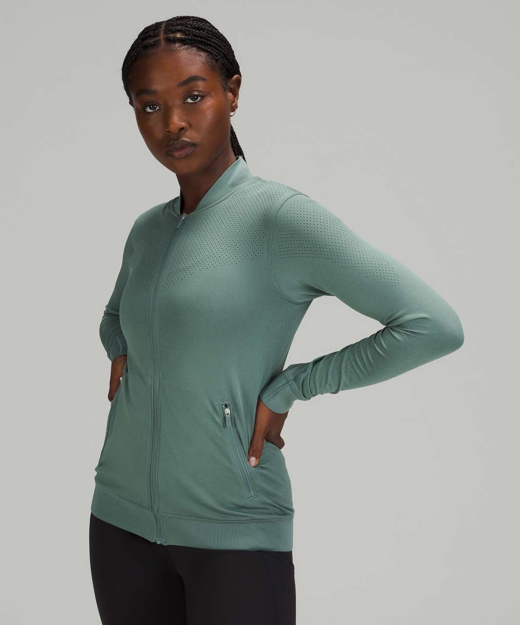 Lululemon Seamless Training Jacket - Tidewater Teal / Tidewater Teal - lulu  fanatics