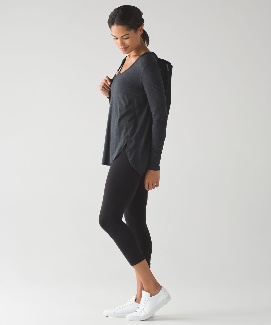 Lululemon Love Scoop Long Sleeve - Heathered Black - lulu fanatics