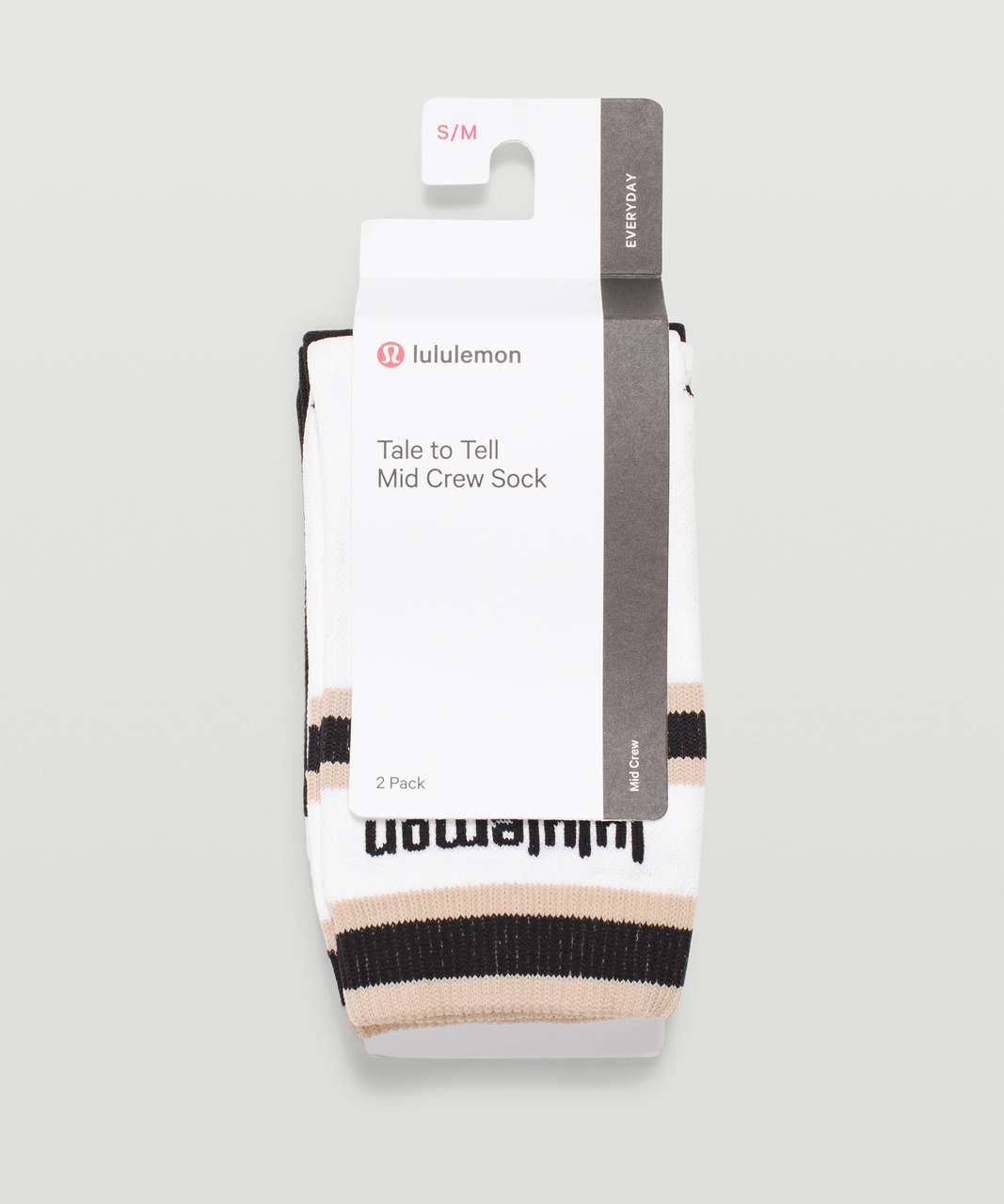 Lululemon Tale To Tell Quarter Sock *2 Pack - Black / White / Cafe Au Lait
