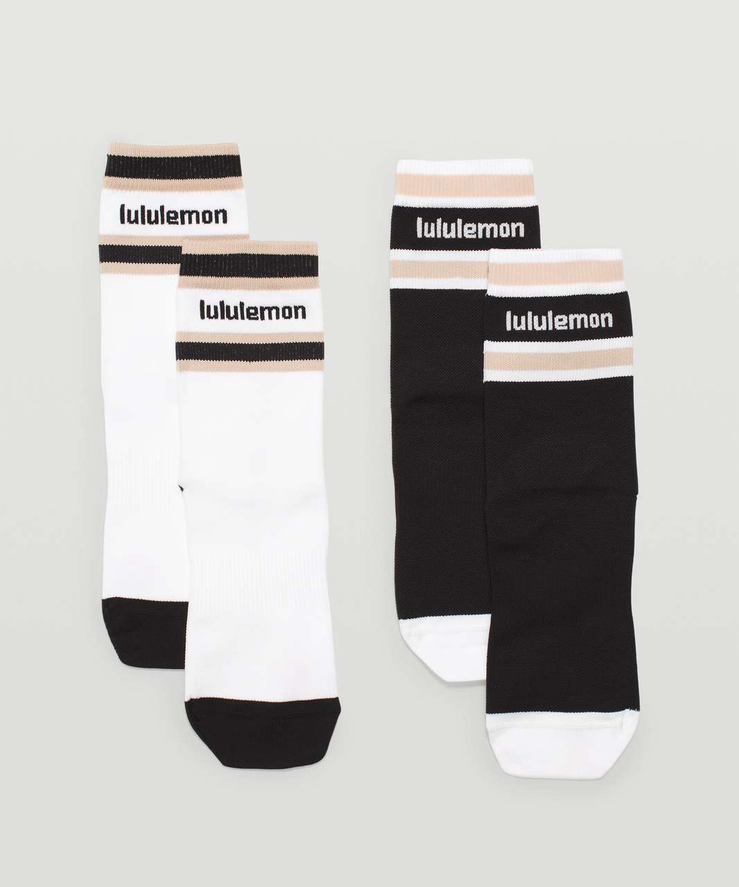 Lululemon Tale To Tell Quarter Sock *2 Pack - Black / White / Cafe Au Lait