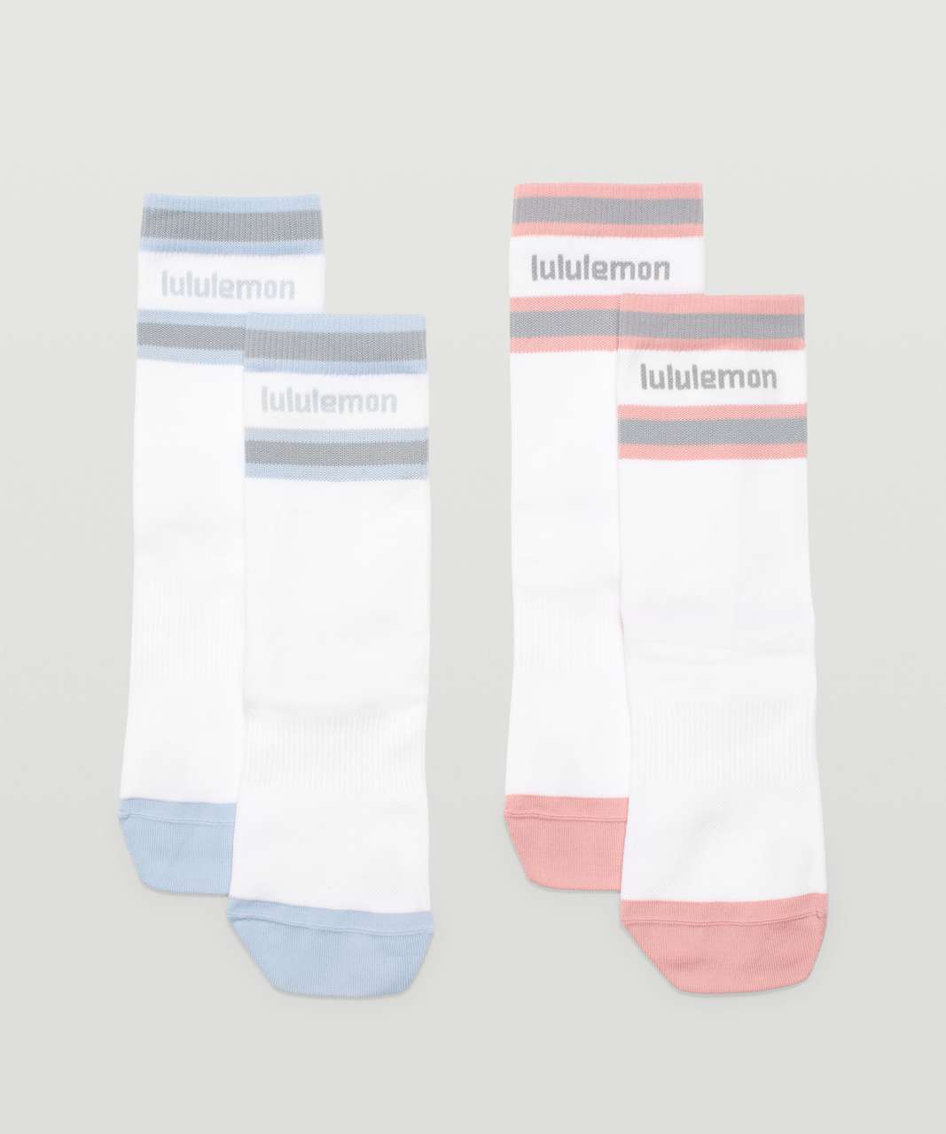 Lululemon Tale To Tell Quarter Sock*2 Pack - White / Pink Puff / Blue Linen