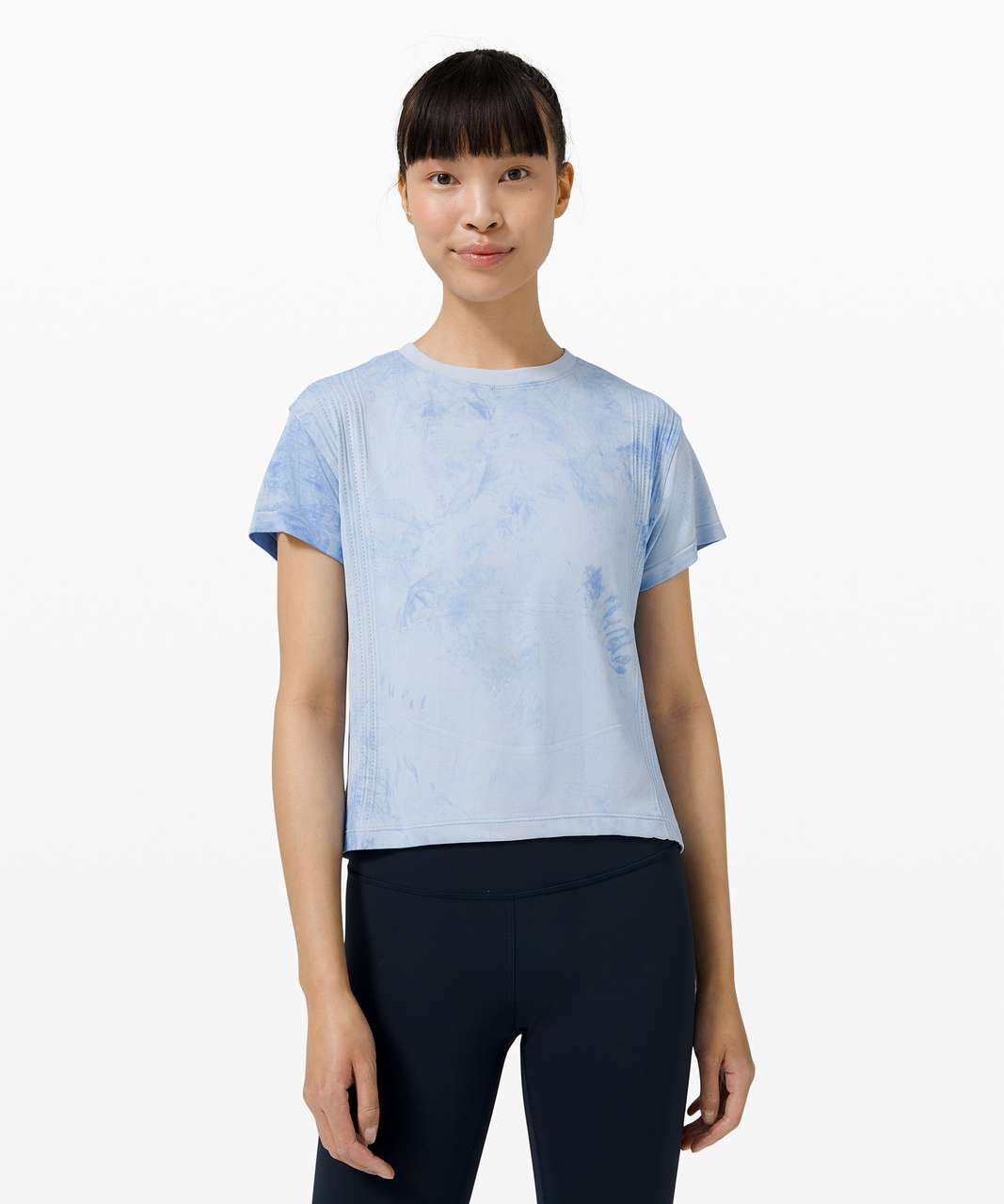 Lululemon Train to Be Short Sleeve *Wash - Blue Linen / Chalk Wash Water  Drop - lulu fanatics