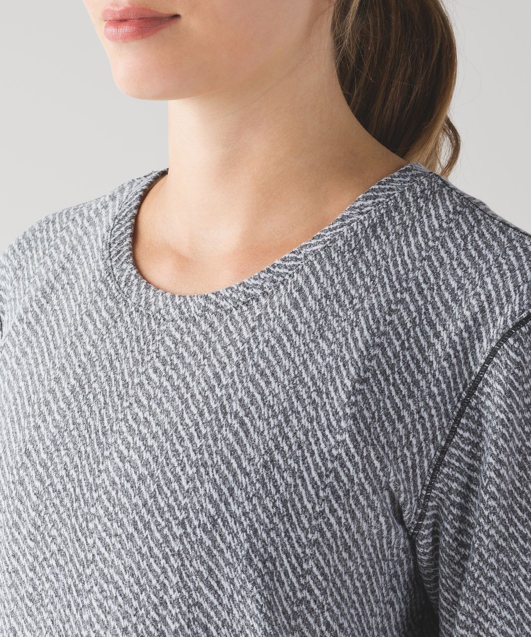 Lululemon Rush Hour Long Sleeve - Hazy Heather Heathered White Heathered Black