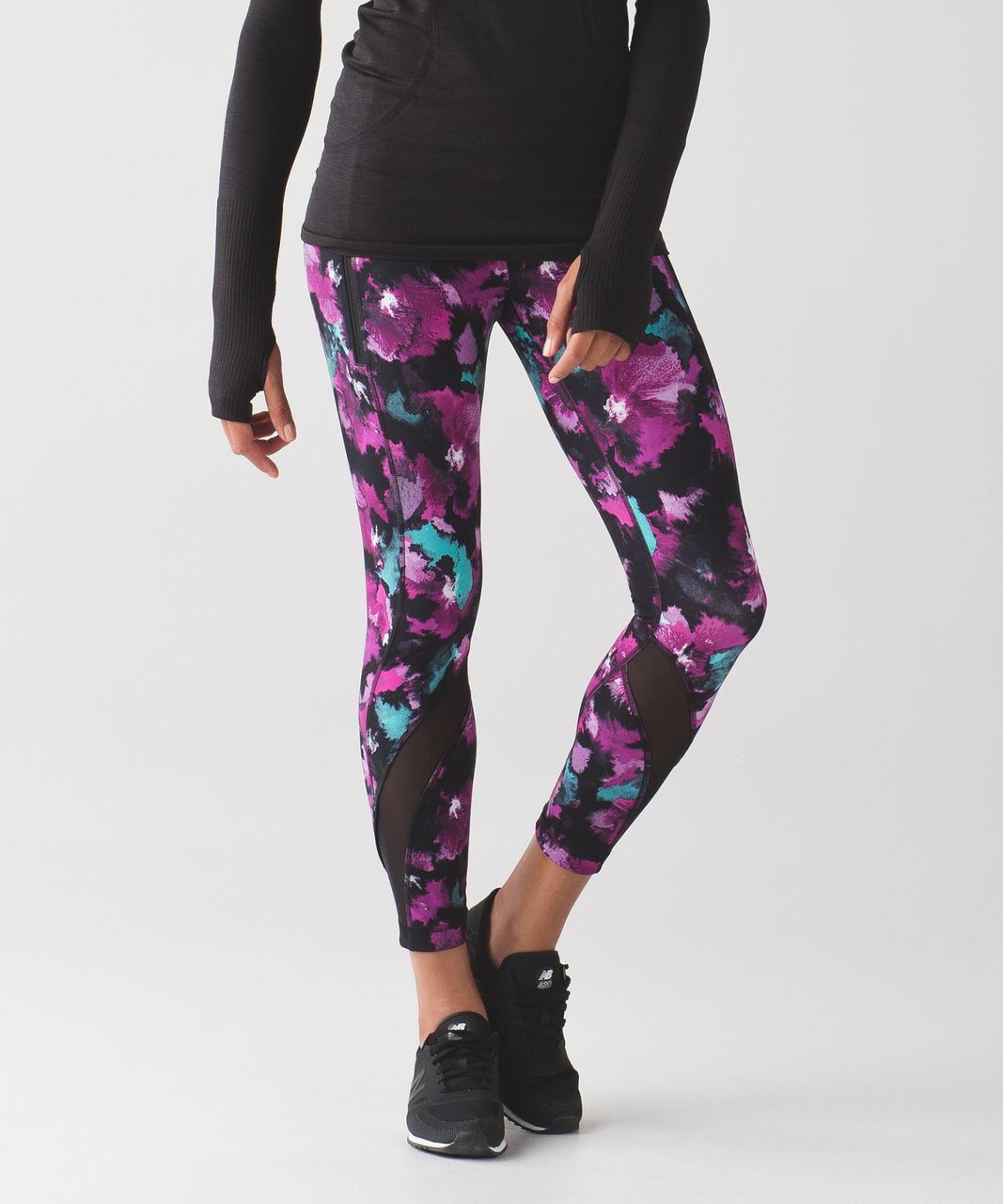 Lululemon Inspire Tight II - Back Spin Stroke Dashing Purple Black / Black  - lulu fanatics