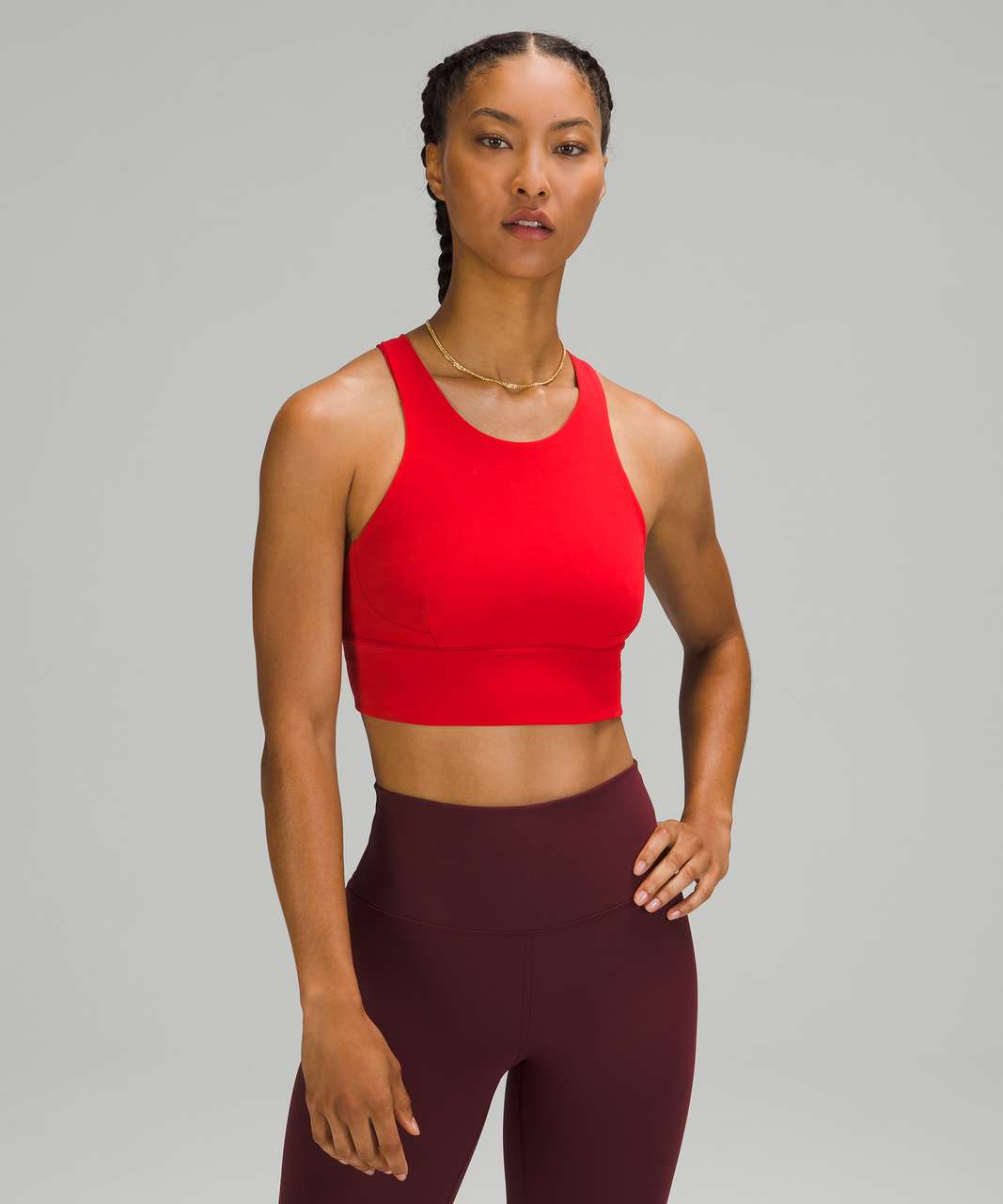 Lululemon Wunder Train Long-Line Bra *Medium Support, C/D Cups - Dark Red -  lulu fanatics