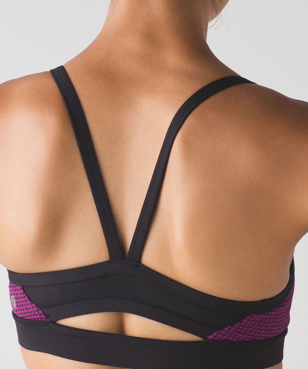 Lululemon Rise and Run Bra - Teeny Tooth Deep Fuchsia Black / Black