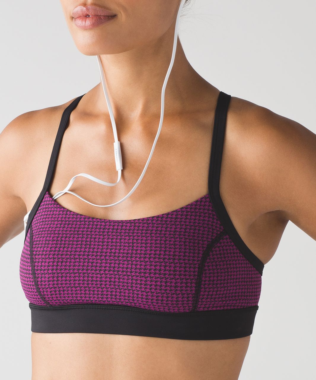 Lululemon Rise and Run Bra - Teeny Tooth Deep Fuchsia Black / Black