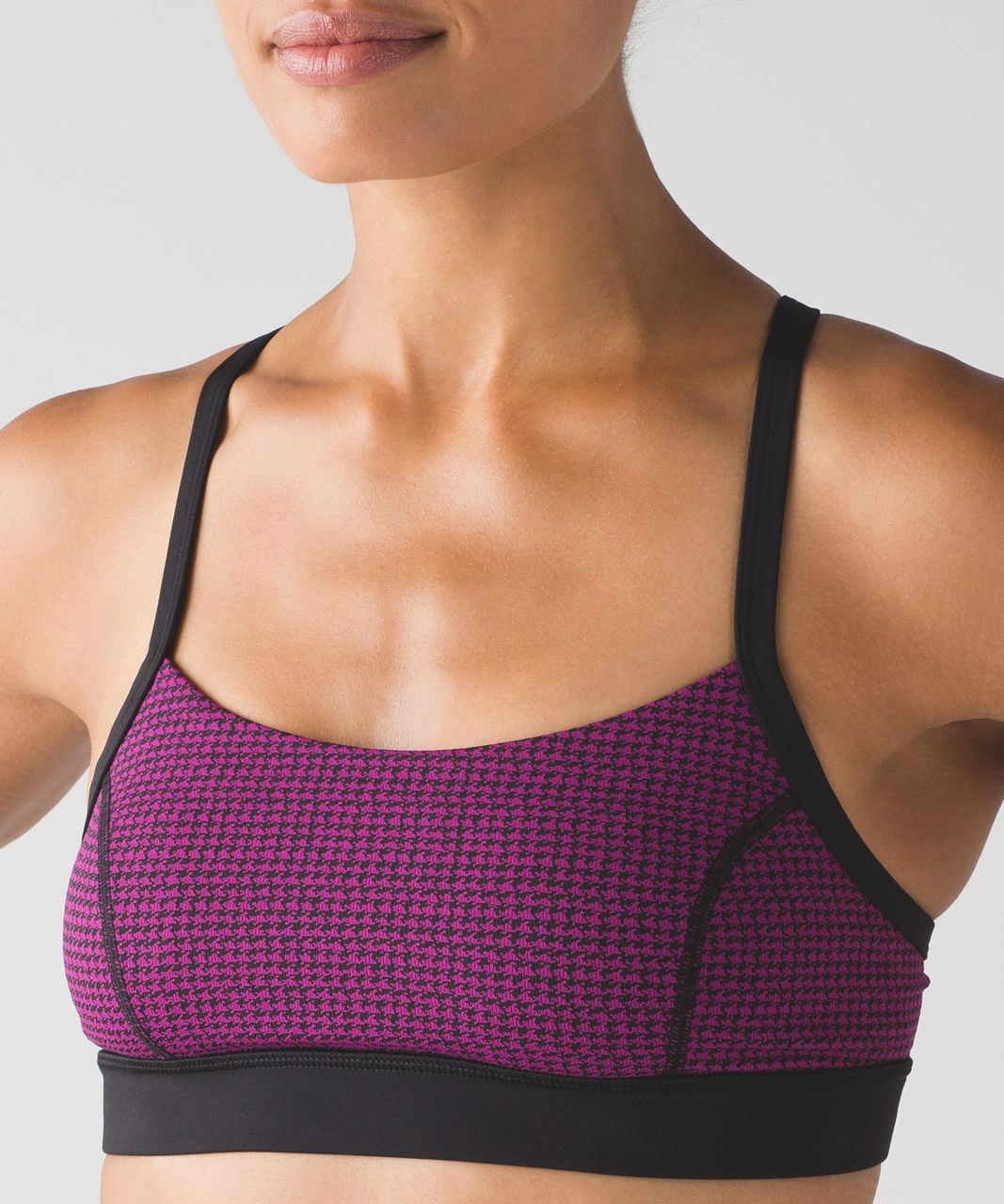 Lululemon Rise and Run Bra - Teeny Tooth Deep Fuchsia Black / Black