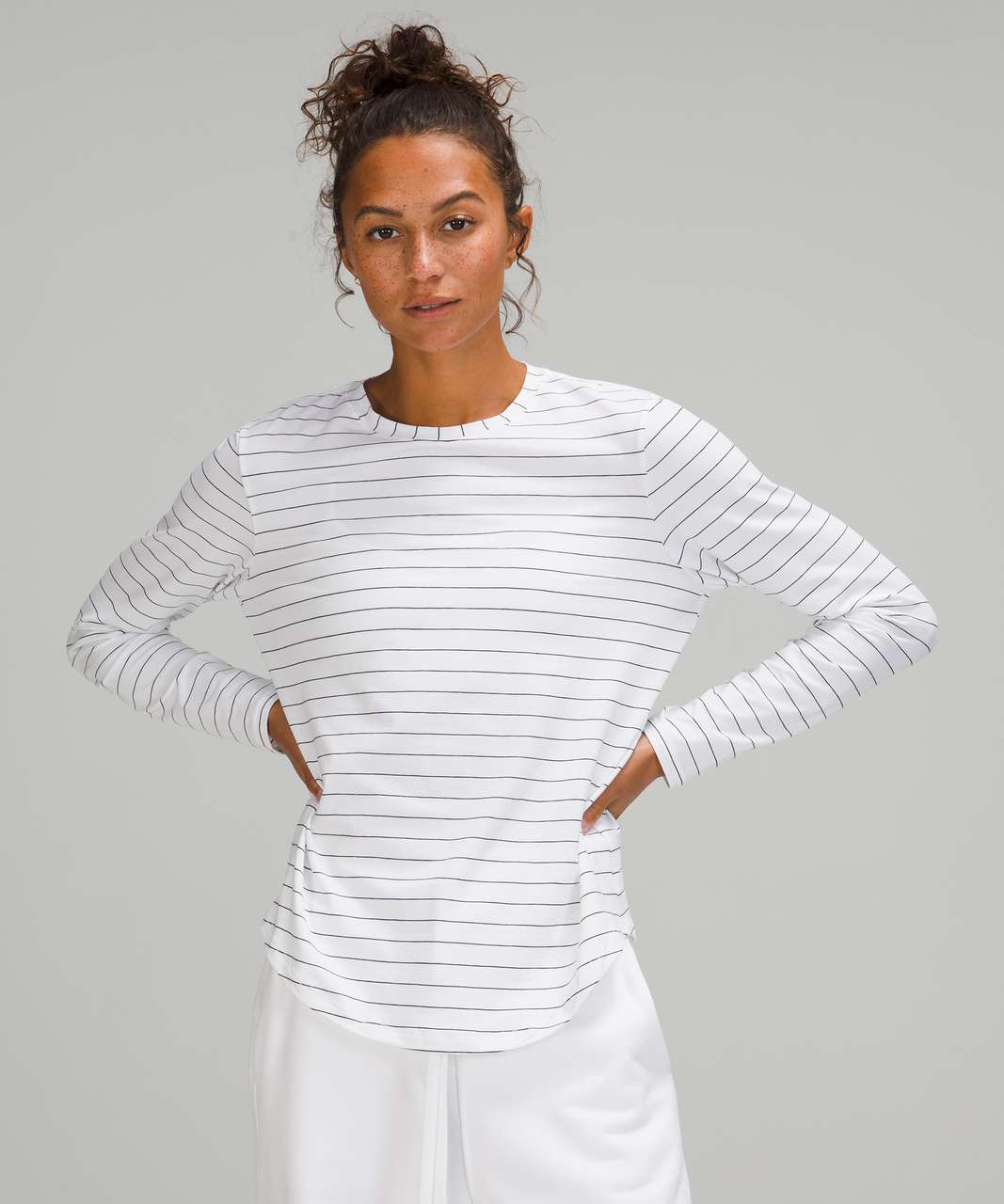 Lululemon Love Long Sleeve Tee Prosecco White Stripe Athletic Top 8 - $58 -  From Lily