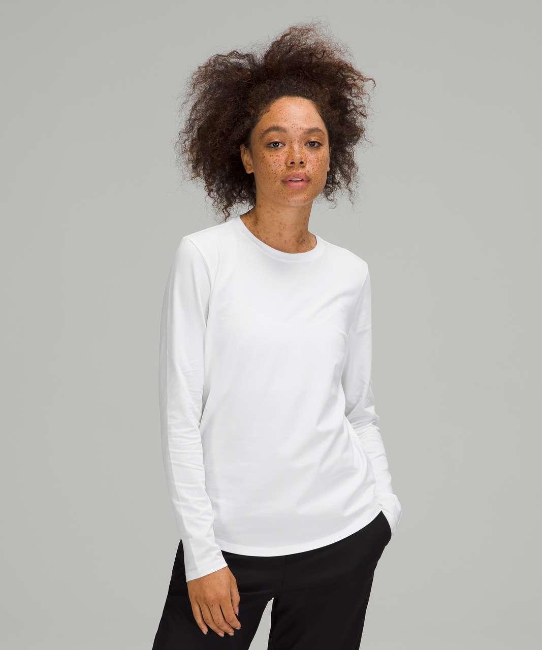 Lululemon Love Long-Sleeve Shirt - Grey/White - Size 8 Pima Cotton Fabric