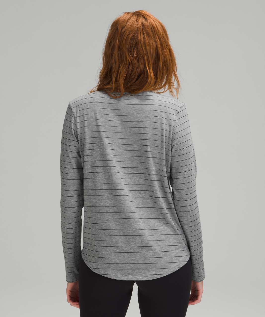 Lululemon Love Long Sleeve - Short Serve Stripe Heathered Medium Grey Black