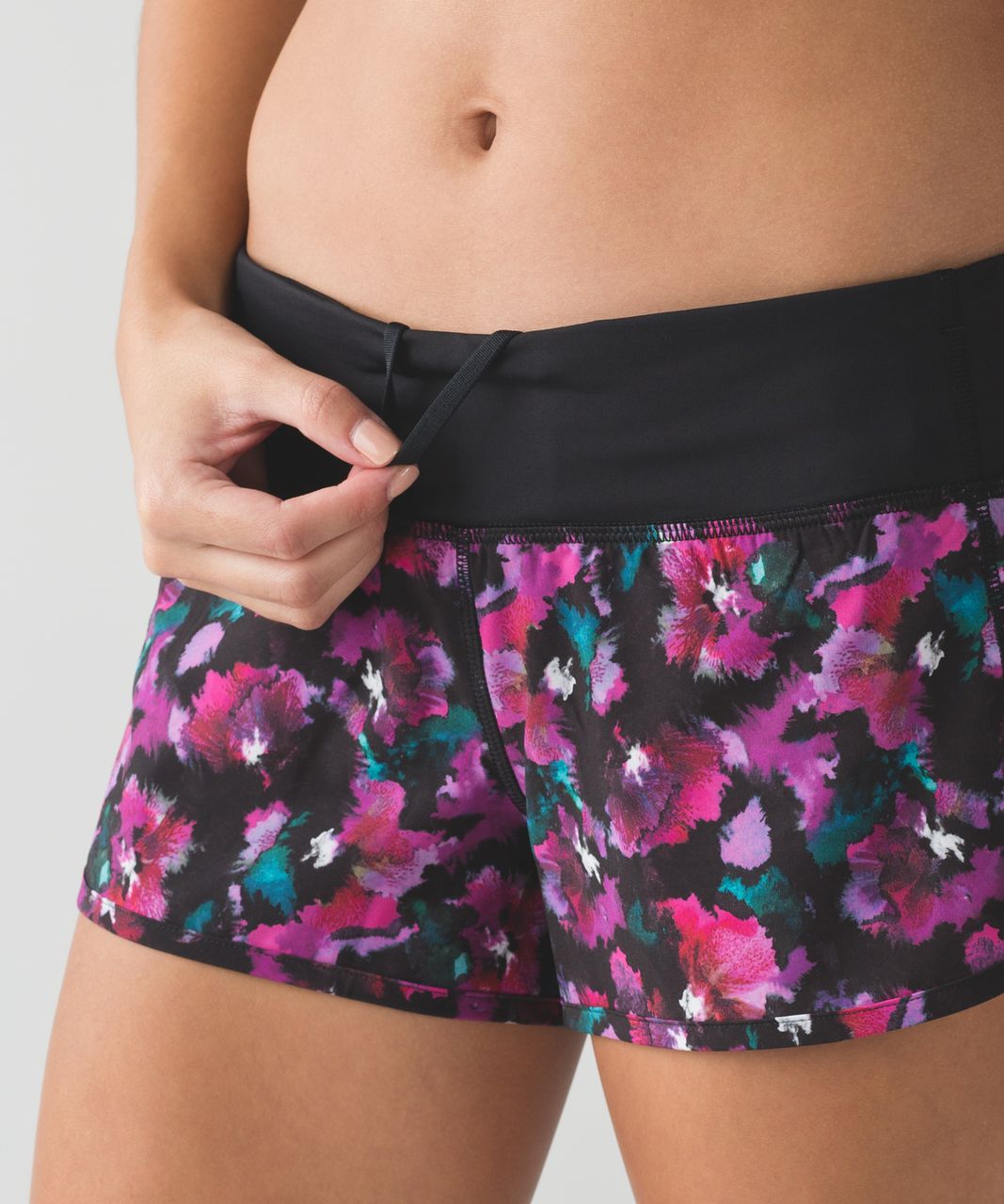 Lululemon Speed Short - Mini Midnight Bloom Black Deep Fuschia / Black