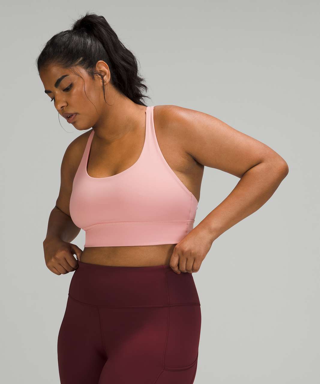 Lululemon energy bra long line in sonic pink, Women's Fashion