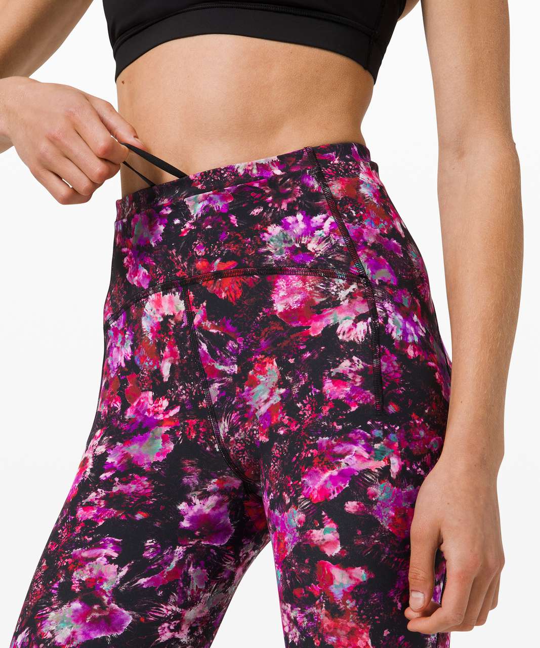 Lululemon Womens Floral Print Darted High Waist Athletic Leggings