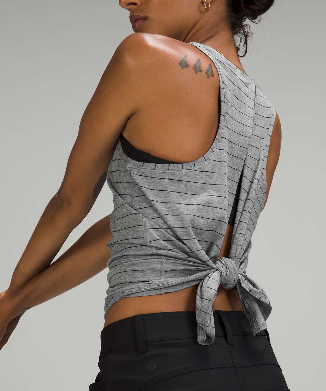 Lululemon All Tied Up Tank Top *Pima Cottom - Short Serve Stripe Heathered Medium Grey Black