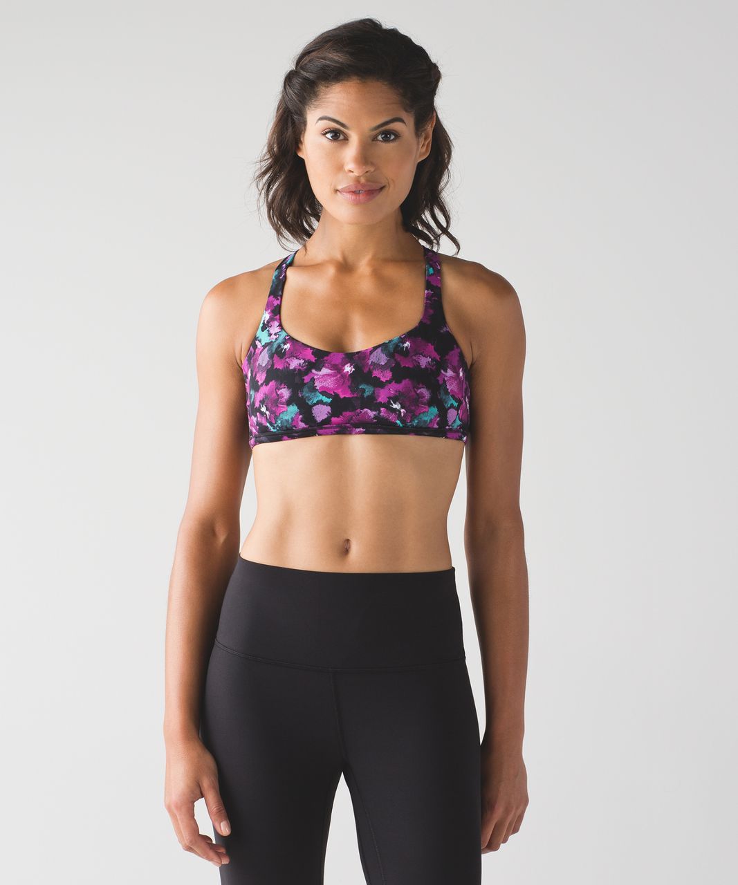 Lululemon Free To Be Zen Bra - Mini Midnight Bloom Black Deep Fuschia