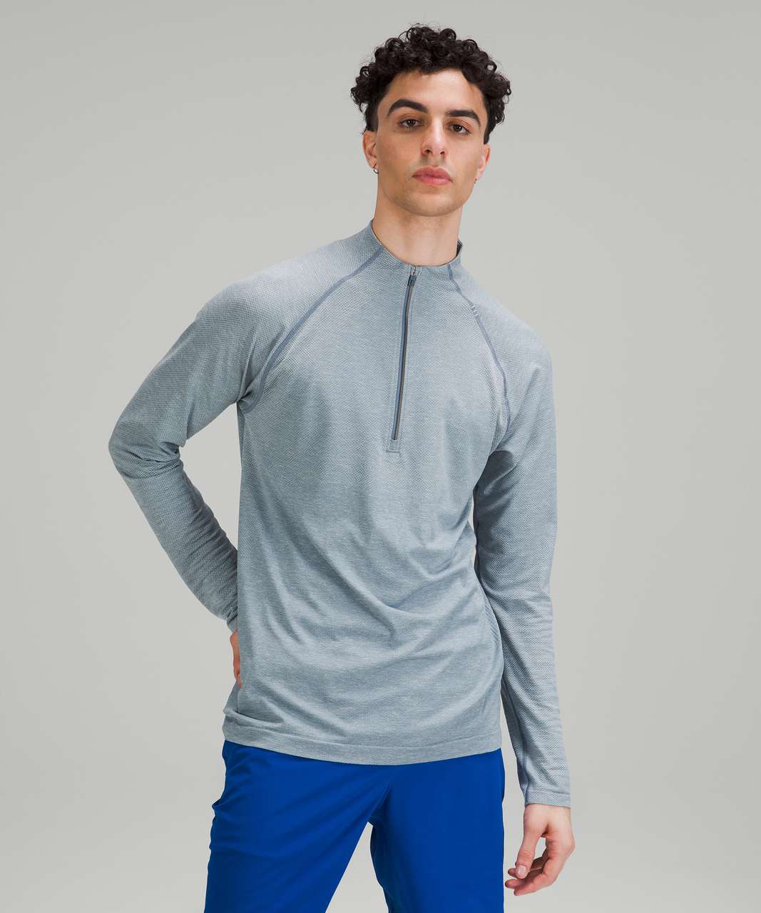 lululemon VENT TECH MIDWEIGHT 1/2 ZIP GRAPHITE - Long sleeved top - raw  linen white/white - Zalando.de