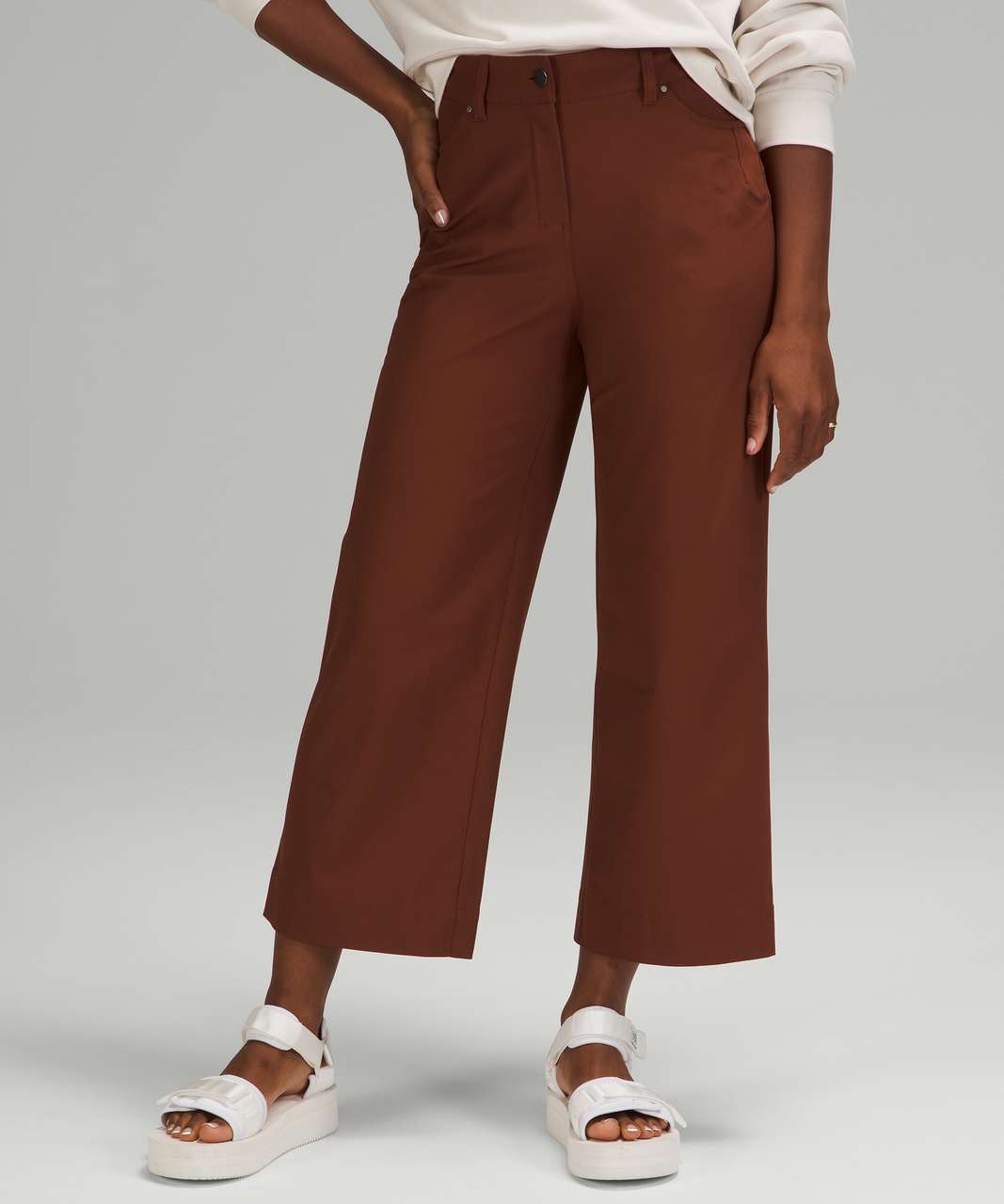 Lululemon City Sleek 5 Pocket Wide-Leg High Rise 7/8 Length Pant - Dark  Terracotta - lulu fanatics