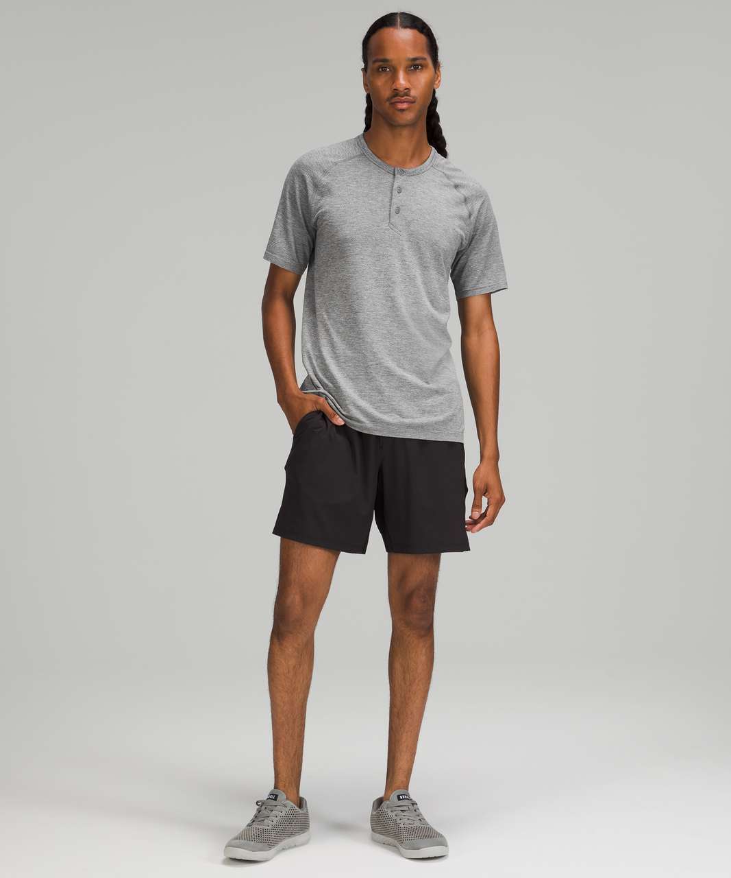 Lululemon Metal Vent Tech Short Sleeve Henley 2.0 - Slate / White