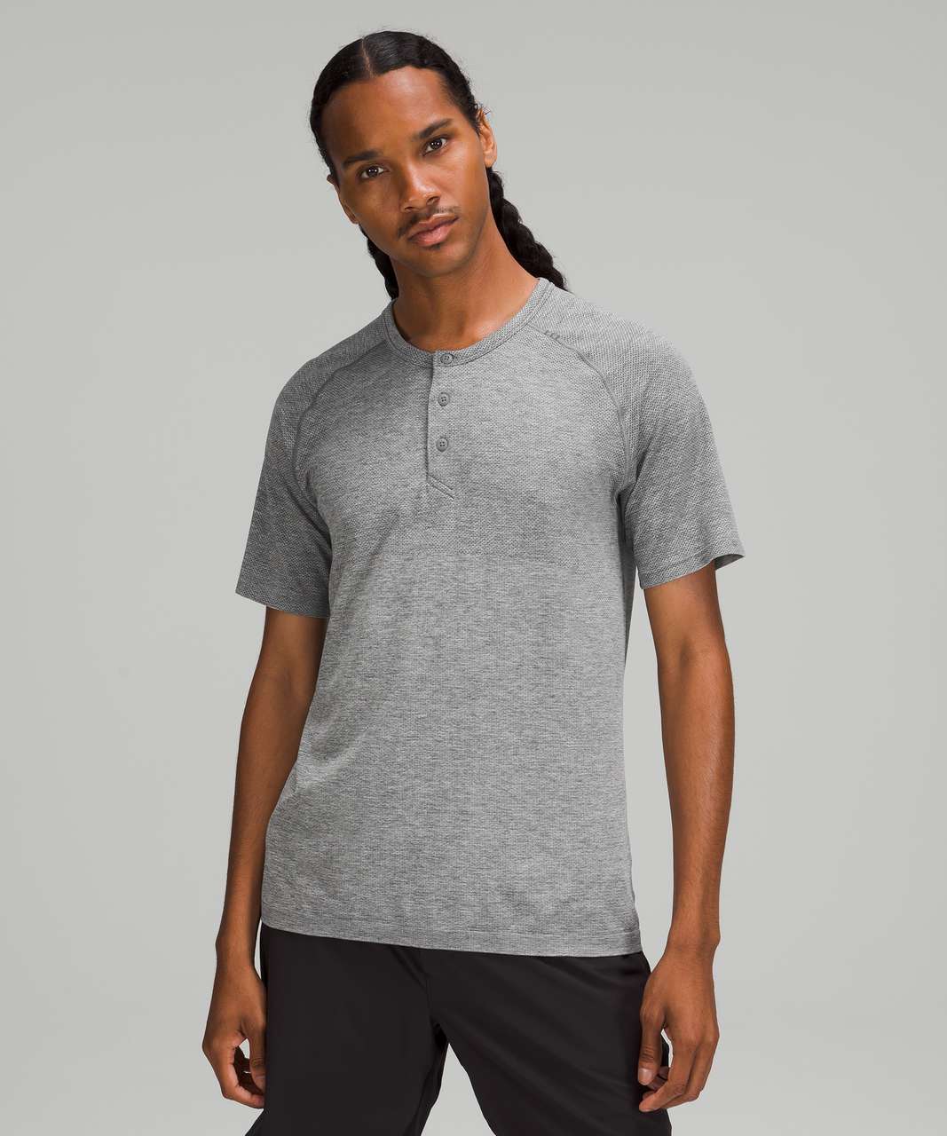 Lululemon Metal Vent Tech Short Sleeve Henley 2.0 - Slate / White