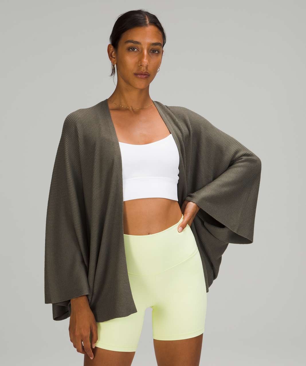 Lululemon Cashlu Knit Textured Wrap - Grey Sage