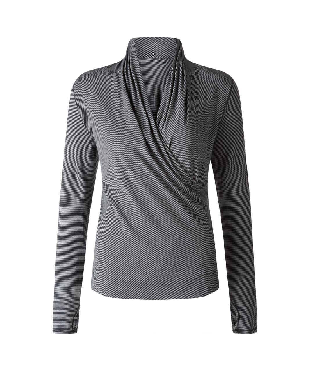 Lululemon Radiant Long Sleeve - Tonka Stripe Black Heathered Medium Grey