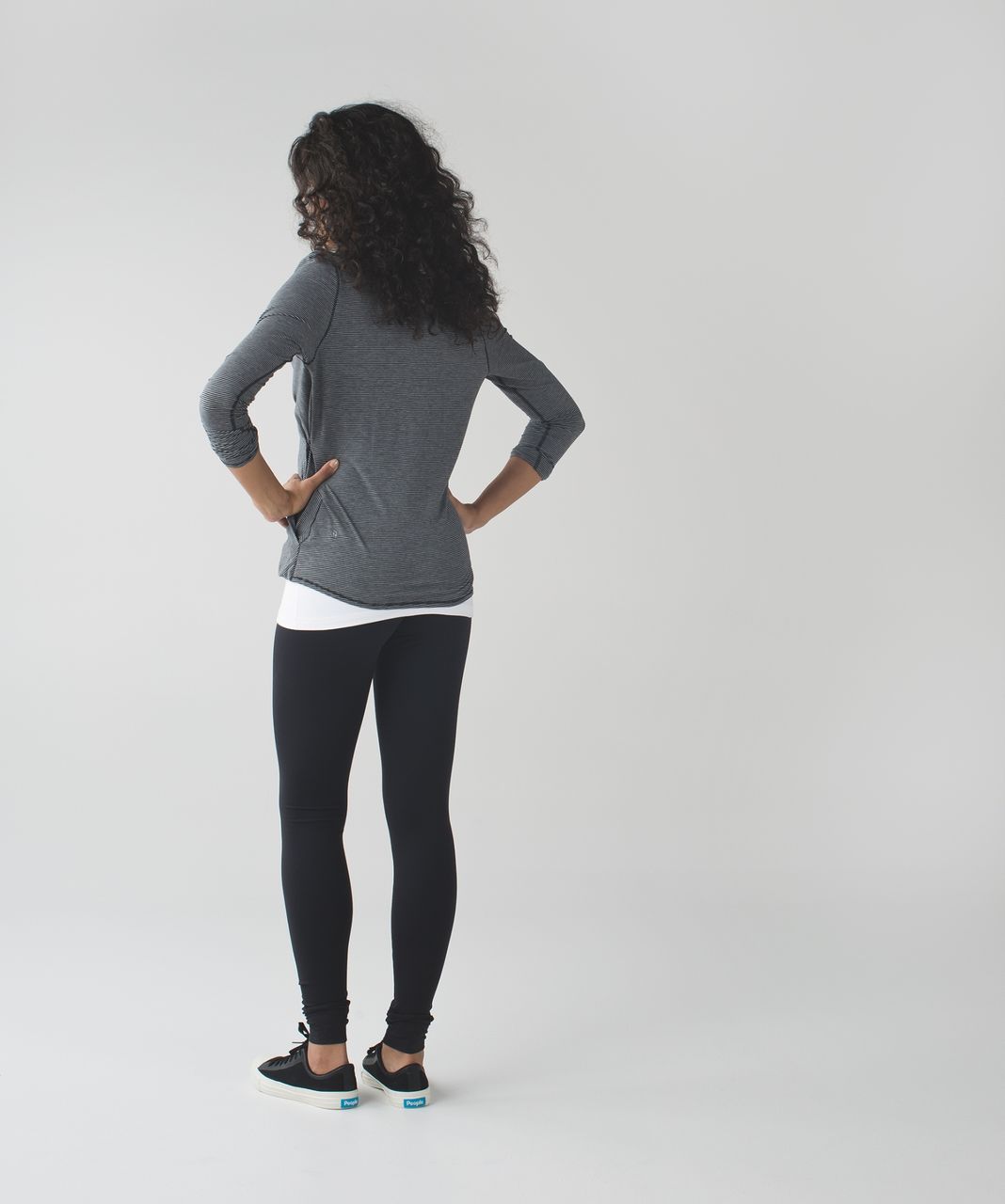 Lululemon Radiant Long Sleeve - Tonka Stripe Black Heathered Medium Grey