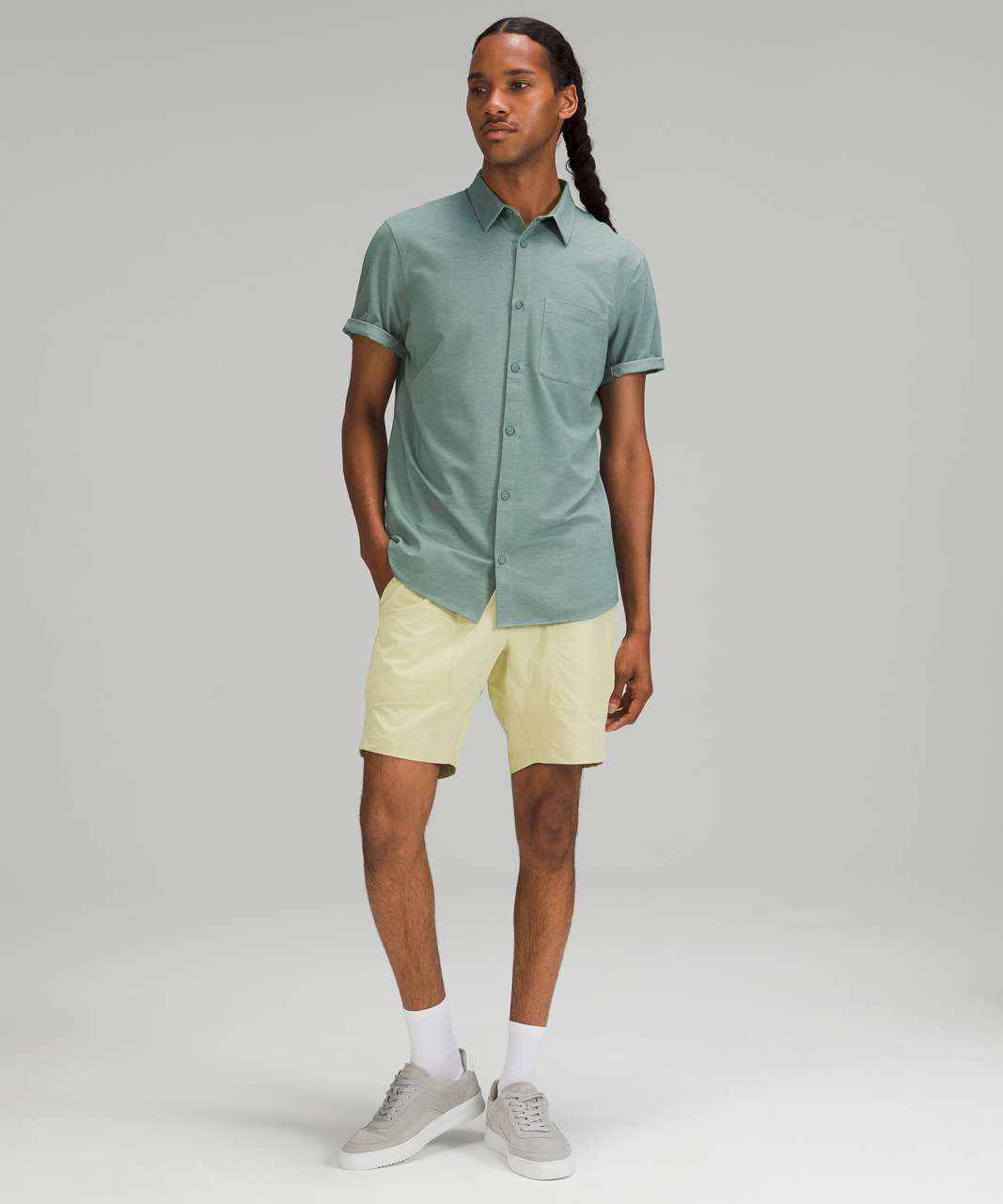 Lululemon Commission Short Sleeve Shirt *Oxford - White / Tidewater Teal