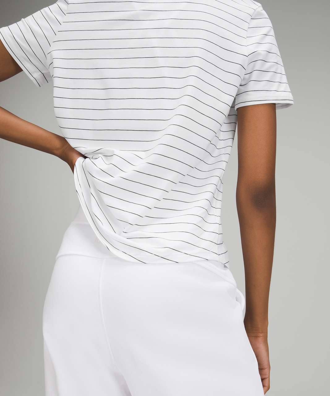 Lululemon Love Crew Short Sleeve T-Shirt - Short Serve Stripe White Black