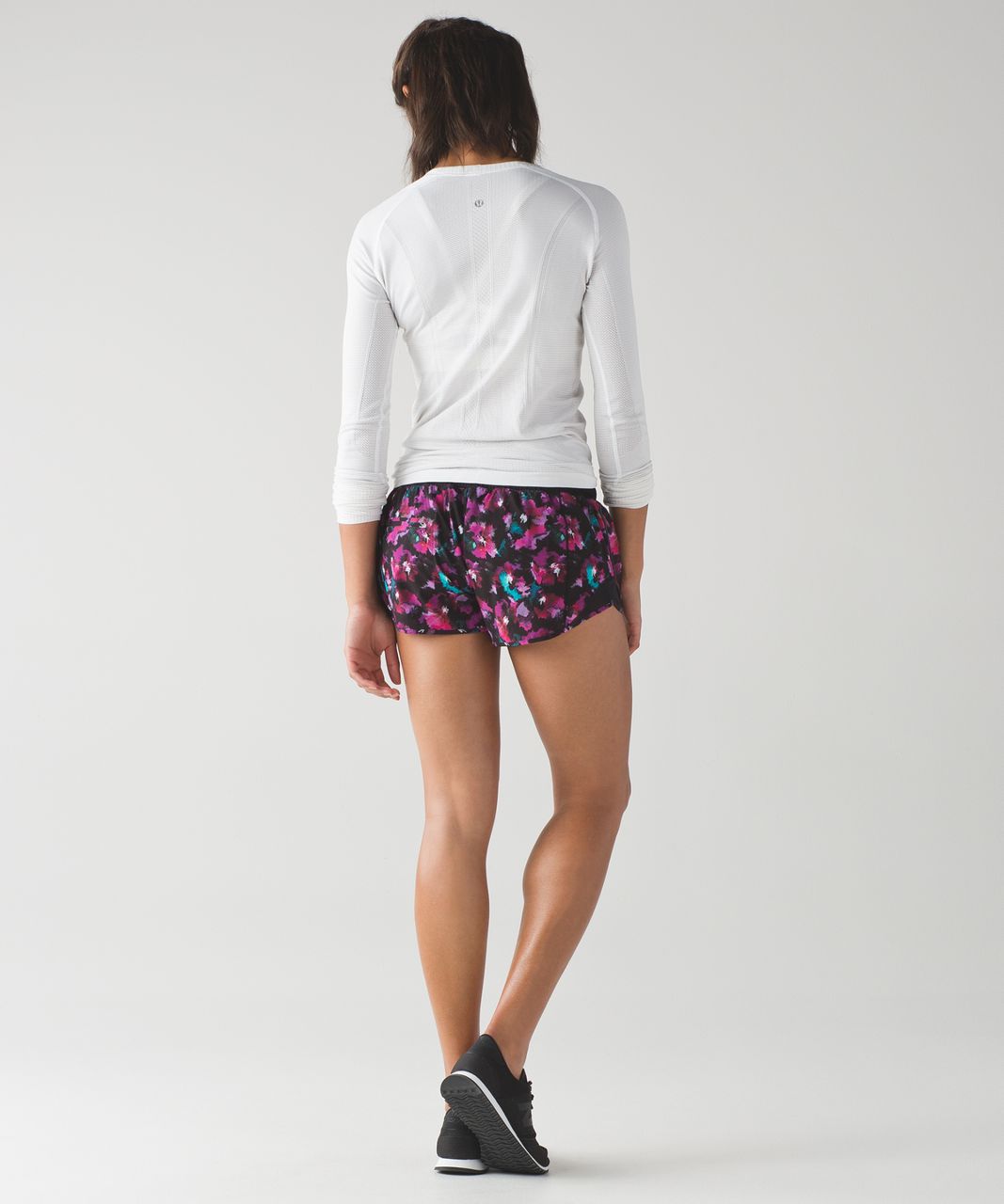 Lululemon Hotty Hot Short - Mini Midnight Bloom Black Deep Fuschia / Black