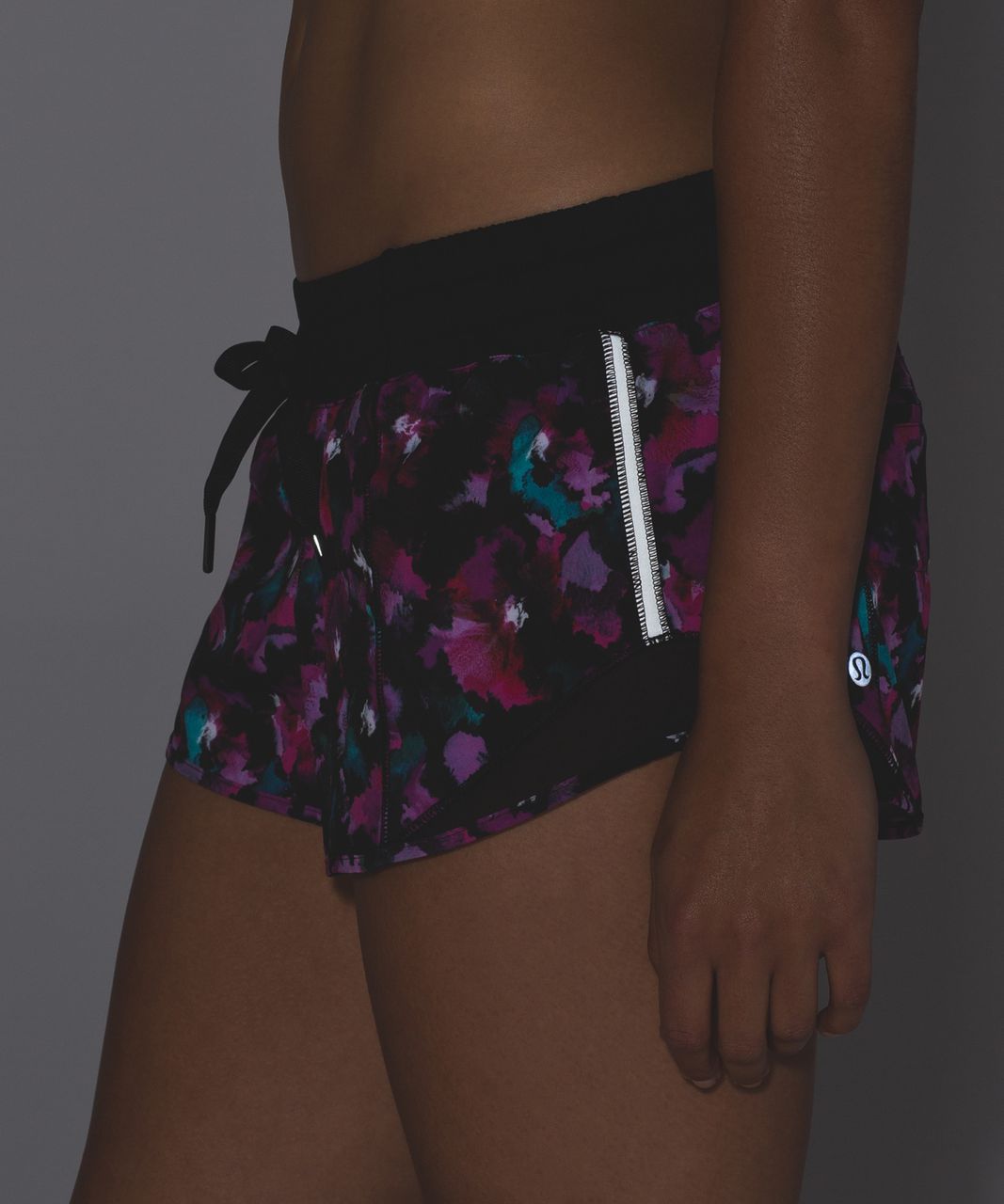 Lululemon Hotty Hot Short - Mini Midnight Bloom Black Deep Fuschia / Black