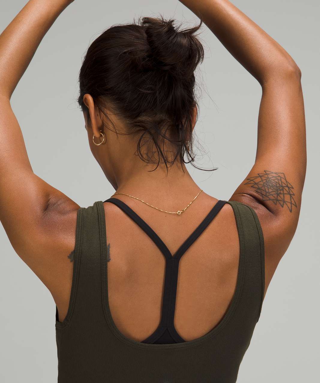 Lululemon LA Front Cut-Out Crop Tank - Dark Olive