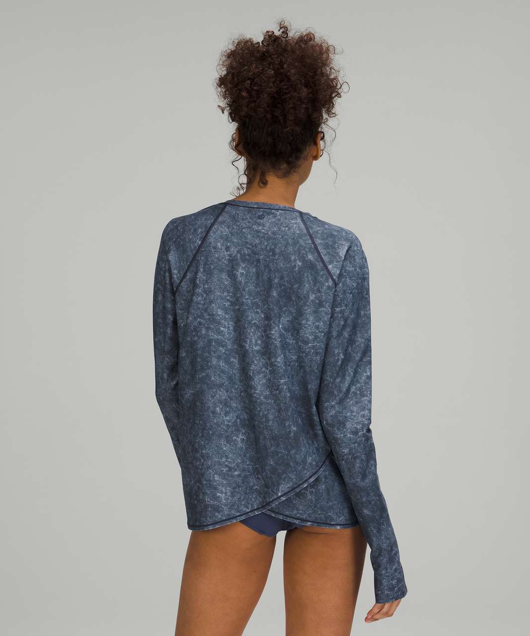 Lululemon Waterside Relaxed UVP Long Sleeve - Denim Wash Print Blue Hail Multi