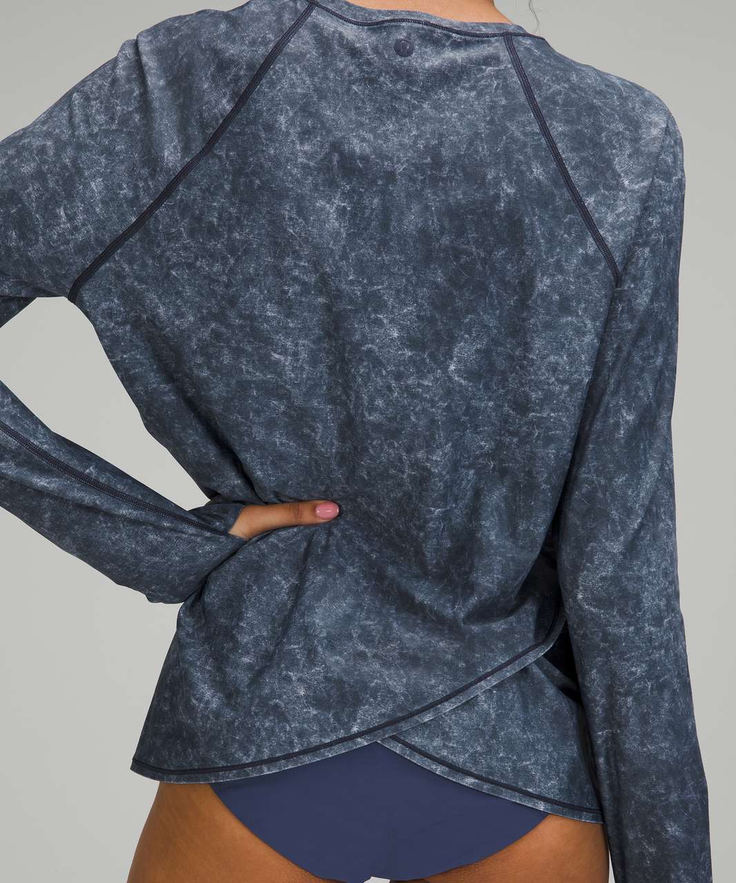 Lululemon Waterside Relaxed UVP Long Sleeve - Denim Wash Print Blue Hail Multi